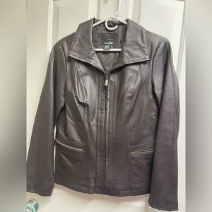Dark brown leather jacket
